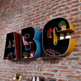 美式创意字母置物架墙上壁挂酒吧咖啡馆装饰铁艺家居墙面壁饰挂件