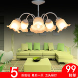 美式铁艺白色客厅吊灯LED餐厅简约欧式田园灯具现代卧室韩式灯饰