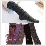 韩国进口袜子女袜冬季保暖羊毛堆堆袜加厚毛线靴袜潮韩版中筒长袜