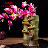景德镇陶瓷插花花瓶流水加湿器喷泉客厅家居装饰竹子工艺礼品摆件