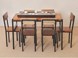 特价铁艺实木餐桌椅组合 简约现代 老板经理泡茶办公桌 带靠背椅