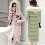 韩国代购2015冬装新款女装韩版羽绒服女长款加厚狐狸毛领外套女款
