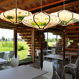 新中式布艺吊灯古典客厅餐厅茶楼艺术创意装饰灯具工程手绘画灯笼