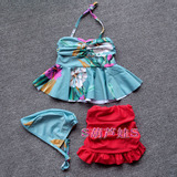 包邮2016新款韩版儿童泳衣女童分体裙泳衣可爱中小童带帽温泉泳衣