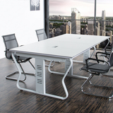 办公家具 白色烤漆不锈钢脚创型会议桌简约洽谈桌会客桌R7K