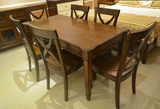 美式欧式实木家具简约乡村进口白蜡木全实木1米38 1.6米餐桌餐椅