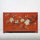 新中式小户型电视柜明清古典实木家具手工彩绘地柜特色床头柜边几