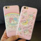 日本独角兽双子星卡通可爱iphone6手机壳苹果6plus保护套5s全包边