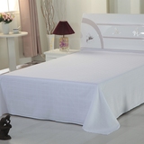 外贸纯棉缎纹床单白色全棉床单方格白色床单缎条酒店床单