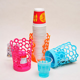 欧式创意镂空糖果色塑料水杯架一次性杯子挂架