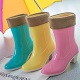 春夏季韩国高跟马丁雨鞋女中筒雨靴时尚防滑水鞋坡跟胶鞋套鞋纯色