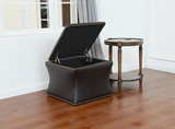 美式真皮储物脚凳收纳箱换鞋凳床尾凳子客厅沙发多功能