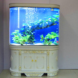 欧式鱼缸水族箱双弧形双圆角玻璃生态免换水靠墙鱼缸1.2米包邮