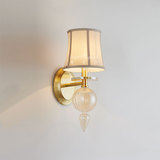 最灯饰设计师款现代简约客厅琥珀玻璃球美式中式单头铜色布罩壁灯
