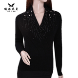 鄂尔多斯市产地额尔尼曼专柜正品 新款女式短款套头羊绒衫  R3620