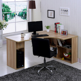 台式家用电脑桌简约现代组装转带书柜桌柜组合转角电脑桌书桌