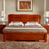 柏梦现代中式实木床双人1.5米1.8米储物床高箱胡桃木床纯实木