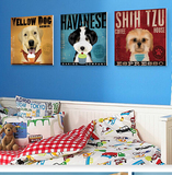 卡通宠物狗狗儿童房挂画卧室床头墙画宠物店无框画装饰画壁画板画