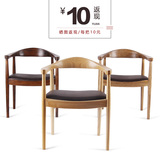 肯尼迪总统椅实木餐椅复古酒店设计师椅子书桌椅靠背扶手木餐椅