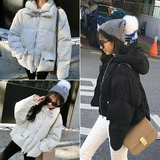 韩国东大门 11AN 正品冬保暖连帽大口袋蝙蝠袖羽绒棉衣面包服