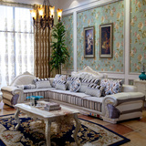 欧式沙发法式沙发 客厅转角L型组合实木沙发皮艺家具皮布沙发组合
