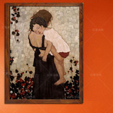 大芬红星油画 纯手绘工现当代欧美式古典写实人物客厅玄关母子爱