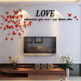 浪漫蝴蝶3D亚克力水晶创意立体墙贴纸客厅卧室电视背景墙装饰贴画