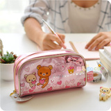 日本正版笔袋San-X/轻松熊可爱粉色笔袋铅笔收纳包女生学习文具