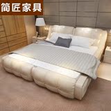 皮艺床真皮床双人床1.8米婚床 小户型皮床软床气动储物床送货