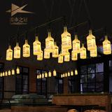 卖场瓶子餐厅玻璃酒瓶吊灯loft工业风格酒吧台咖啡厅复古水管灯饰