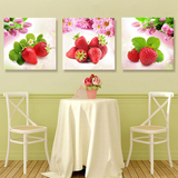现代装饰画 简约三联无框画 冰晶玻璃画 餐厅水果挂画 厨房壁画