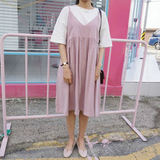 【sol.owen】韩国代购女新款甜美粉色吊带娃娃背带裙