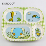 KORDCO 密胺儿童餐具创意宝宝婴幼儿饭盘卡通分格餐盘长方形托盘