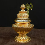 铜鎏金 米盒 三层 米壶 米罐密宗法器供具佛教用品高度17cm
