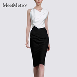 MeetMetro2016夏季新款时尚名媛气质包臀半身裙职业套装女两件套