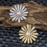稣妃   日韩风范 天然珍珠满钻镶锆石多花瓣花朵花造型高品质胸针