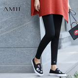Amii2016秋新款瘦腿修身百搭弹力字母印花大码外穿保暖女打底裤
