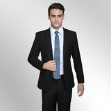男士西服套装青年上班工作服商务修身职业大码正装四季西装新款黑