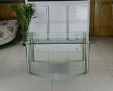 不锈钢  钢化玻璃  双层  一桌四椅  餐桌椅组合全套