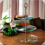 【梦想家】欧式下午茶 钢化玻璃三层果盘 点心盘 玻璃多层蛋糕架