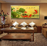 六鱼福图画龙沙发背景墙装饰画客厅餐厅卧室单幅壁画现代中式挂画
