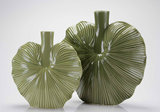 新中式现代创意荷叶纹陶瓷扁形细口花瓶摆件 家居餐桌花器装饰品