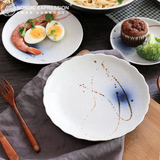 NDP 陶瓷盘子菜盘创意家用餐具 8英寸花边盘子日式手绘釉下彩平盘