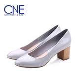 CNE2016春新款女鞋圆头纯色粗跟鞋中跟女浅口单鞋套脚鞋7M63301