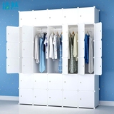 纯白色加厚简易衣柜布艺钢架 组装布柜子塑料组合树脂衣橱储物柜