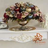 摆设装饰花牡丹欧式花瓶摆件仿真花套装客厅餐桌玄关绢花假花盆栽