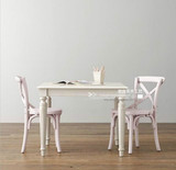 美式餐桌法式象牙白圆餐桌椅北欧宜家实木餐桌简约欧式正方形餐桌