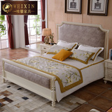 唯馨美式乡村双人床 全实木真皮床白色卧室家具欧式床复古床1.8米