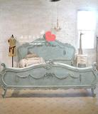 法国平房破旧别致的浪漫床 美式法式复古实木做旧雕花国王床