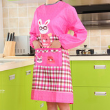 时尚厨房围裙长袖罩衣成人防油污一体式反穿韩版可爱卡通有袖包邮